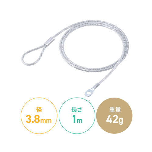 セキュリティ（セキュリティワイヤ・直径3.8mm・長さ1m）