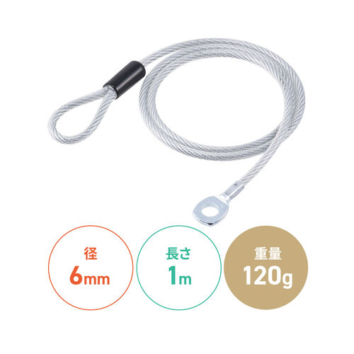 セキュリティ（セキュリティワイヤ・直径6mm・長さ1m）