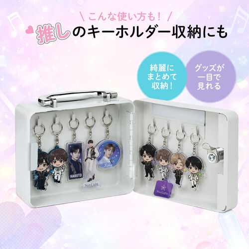 キーボックス（10本収納・取っ手付き・鍵付き扉・壁掛け・キーホルダー付き・鍵管理・オフィス・店舗・施設・家庭用）
