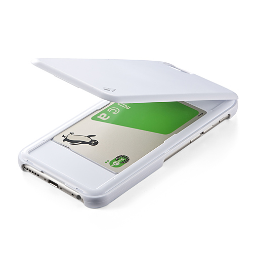 iPhone6 ICカード収納ケース（お財布ケータイ・スタンド機能・電波干渉防止シート付属・Suica・Edy対応・ホワイト）