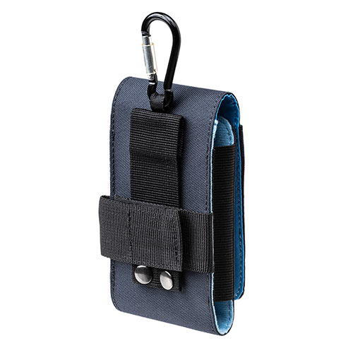 スマホポーチ（デジカメポーチ・iPhoneポーチ・ベルト取り付け・バッグ取り付け・カラビナ付き・ネイビー）