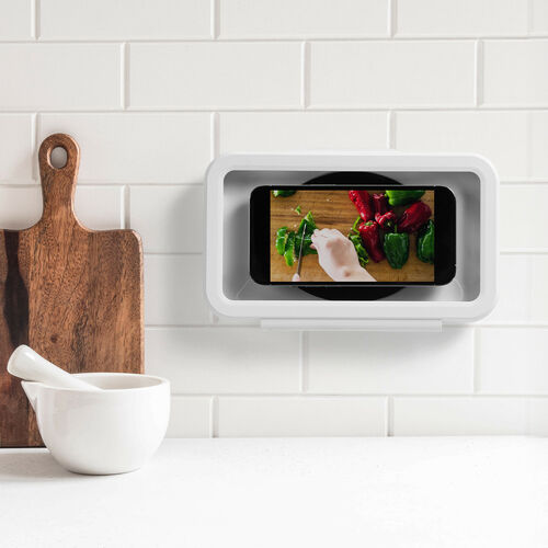 防水ケース（壁掛け・スマホ用・ハードタイプ・6.8インチ対応・回転・着脱簡単・IPX5・スタンド・お風呂・キッチン・浴室・洗面所・iPhone15 14 13 SE・Android） SPC032WP