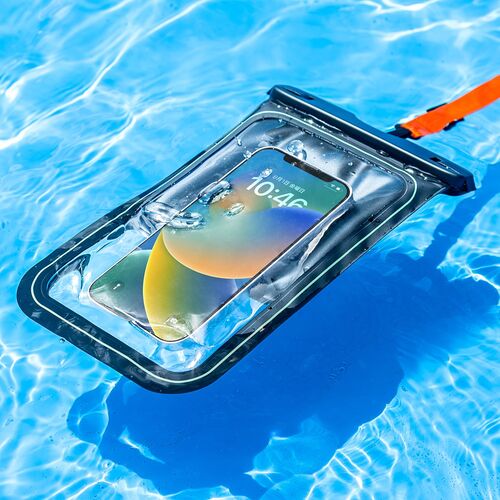防水ケース（水に浮く・9インチ対応・完全防水・IPX8・ストラップ付・iPhone15・iPhone14・iPhone13・SE・Android用・お風呂・海・プール・首かけ・水中撮影・ソフトケース）