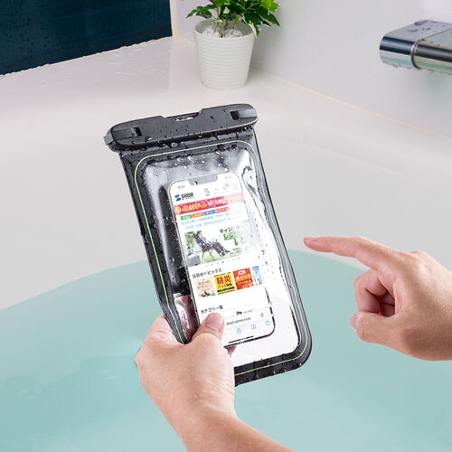 防水ケース（水に浮く・9インチ対応・完全防水・IPX8・ストラップ付・iPhone15・iPhone14・iPhone13・SE・Android用・お風呂・海・プール・首かけ・水中撮影・ソフトケース）