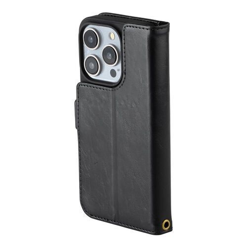 iPhone15 Pro 専用 手帳型ケース（ブラック・PUレザー・収納ポケット・スタンド機能・画面保護・ストラップホール付き）