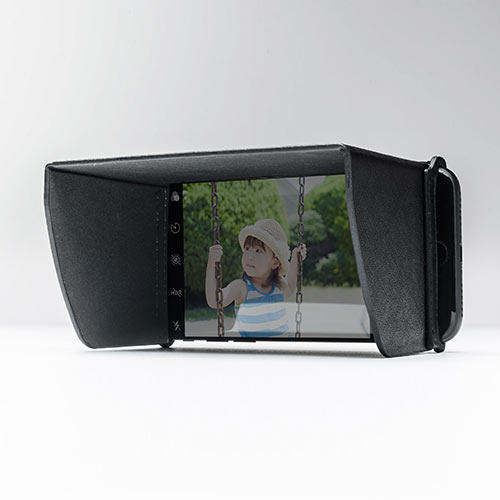 iPhone・スマートフォン用遮光フード（サンシェード・屋外用・日焼けフード・日光時見やすく・Sサイズ）