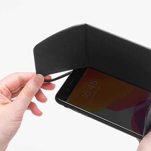 iPhone・スマートフォン用遮光フード（サンシェード・屋外用・日焼けフード・日光時見やすく・Sサイズ）