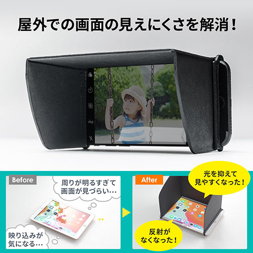 iPhone・スマートフォン用遮光フード（サンシェード・屋外用・日焼けフード・日光時見やすく・Sサイズ）