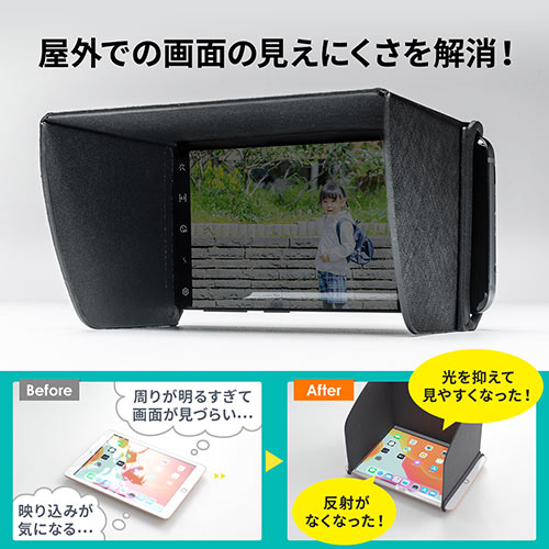 iPhone・スマートフォン用遮光フード（サンシェード・屋外用・日焼けフード・日光時見やすく・Mサイズ）