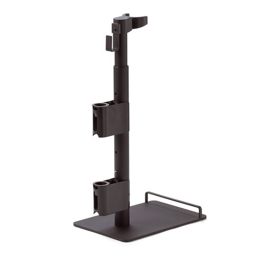 掃除機スタンド｜コードレス対応・汎用・アタッチメント収納付き・ブラウン