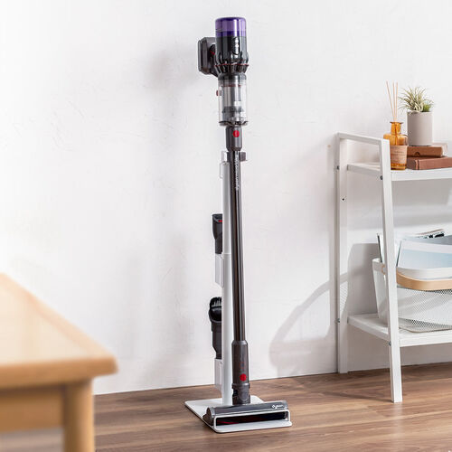 掃除機スタンド｜コードレス対応・汎用・アタッチメント収納付き・ホワイト