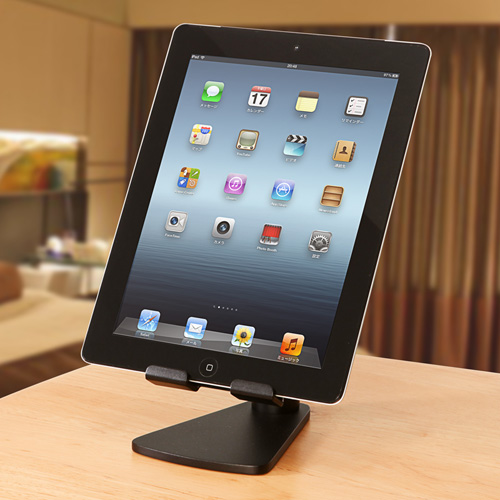 iPad・タブレットPCアルミスタンド（縦置・横置き対応・ブラック