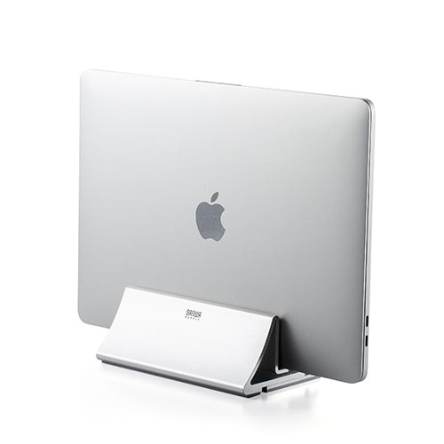 ノートパソコンスタンド（クラムシェルスタンド・MacBook・アルミ・スマホスタンド・縦置き・幅調節可）