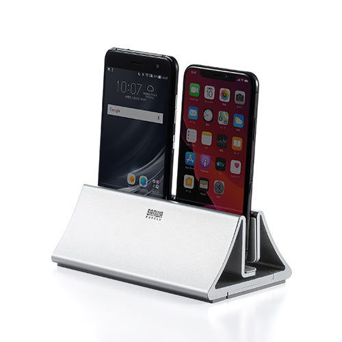 ノートパソコンスタンド（クラムシェルスタンド・MacBook・アルミ・スマホスタンド・縦置き・幅調節可）