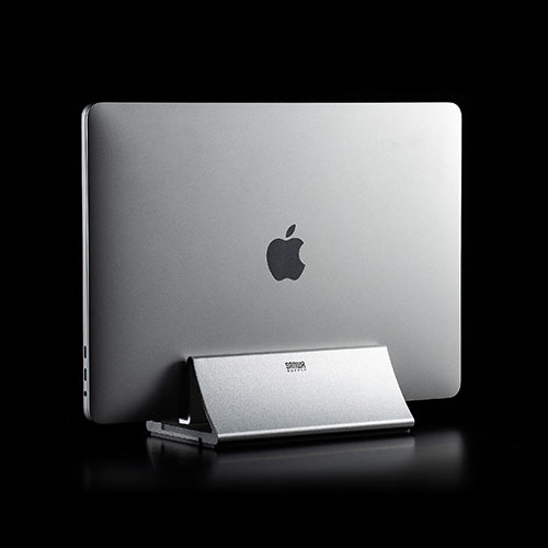 ノートパソコンスタンド（クラムシェルスタンド・MacBook・アルミ・スマホスタンド・縦置き・幅調節可）