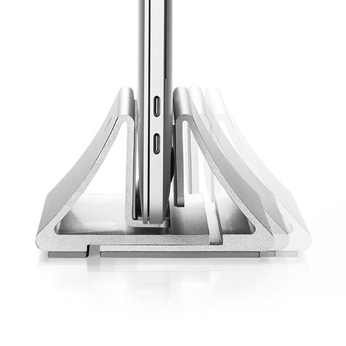 ノートパソコンスタンド（クラムシェルスタンド・MacBook・アルミ・スマホスタンド・縦置き・幅調節可）