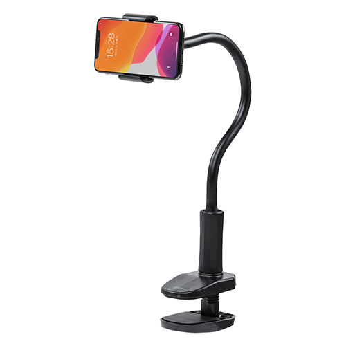 スマホスタンド（フレキシブルアーム・クランプ・360°回転・ケーブルクリップ付き・スマホ/iPhone用）