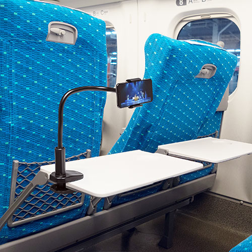 スマホスタンド（フレキシブルアーム・クランプ・360°回転・ケーブルクリップ付き・スマホ/iPhone用）