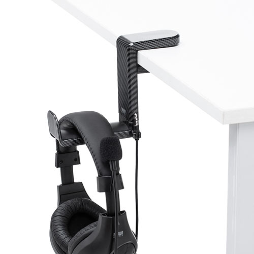 ヘッドホンハンガー（回転・ヘッドホンかけ・カーボン調・おすすめ・ブラック） STN041CB