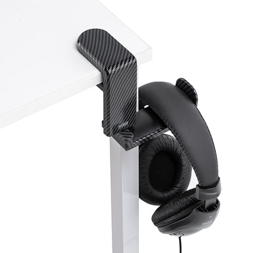 ヘッドホンハンガー（回転・ヘッドホンかけ・カーボン調・おすすめ・ブラック） STN041CB
