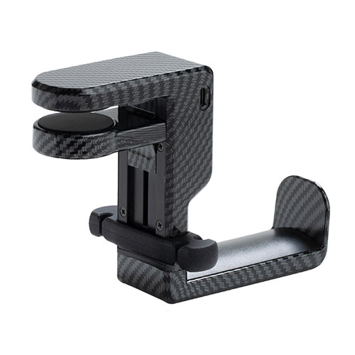 ヘッドホンスタンド（ヘッドホンハンガー・ヘッドホンフック・USBポート付き・クランプ・360°回転・吊り下げ式・ケーブルフック付き・カーボン調）