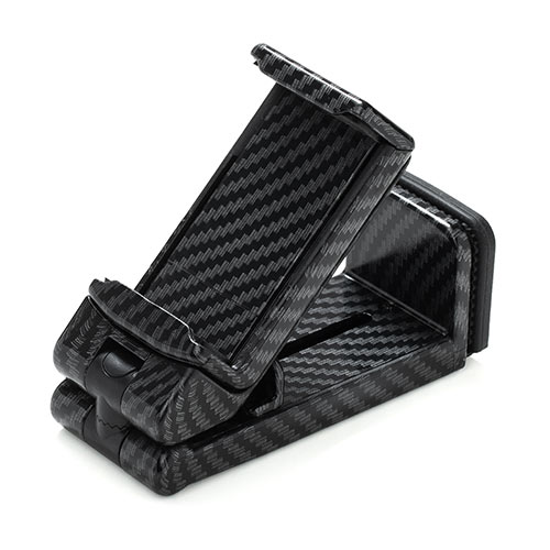 スマホスタンド(スマホホルダー・クランプ・折りたたみ・コンパクト・自撮り棒・カーボン調・iPhone・スマートフォン)