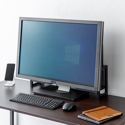 ディスプレイ裏収納ラック（モニター裏収納・棚・配線・ルーター・ちょい置き・幅60cm・2段・27インチ以上向け）