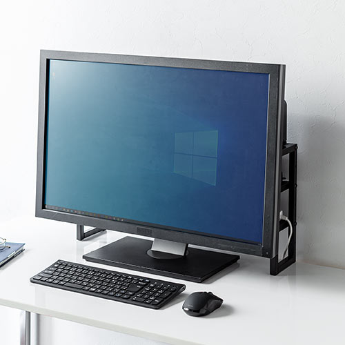 ディスプレイ裏収納ラック（モニター裏収納・棚・配線・ルーター・ちょい置き・幅60cm・3段・27インチ以上向け）