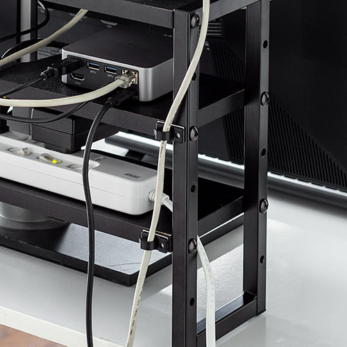 ディスプレイ裏収納ラック（モニター裏収納・棚・配線・ルーター・ちょい置き・幅60cm・3段・27インチ以上向け）