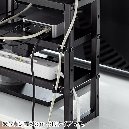 ディスプレイ裏収納ラック（モニタ裏収納ラック・棚・配線・ルーター・ちょい置き・幅100cm・2段・22インチ以上のモニター向け）