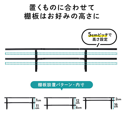 ディスプレイ裏収納ラック（モニタ裏収納ラック・棚・配線・ルーター・ちょい置き・幅100cm・2段・22インチ以上のモニター向け）