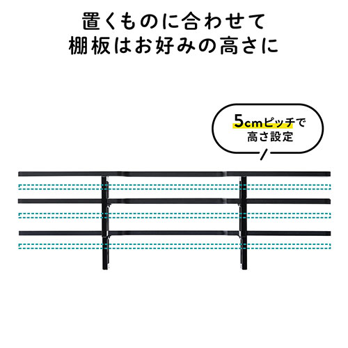 ディスプレイ裏収納ラック（モニタ裏収納ラック・棚・配線・ルーター・ちょい置き・幅100cm・3段・22インチ以上のモニター向け）