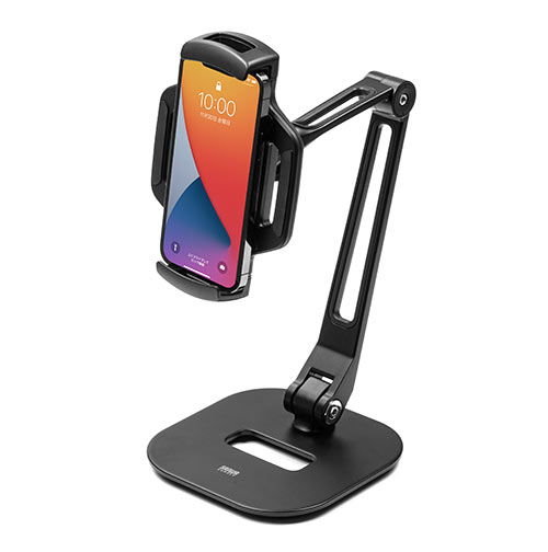 タブレットアームスタンド（6～13インチ対応・2関節・高さ調節・角度調整・回転可能・レジスタンド・ブラック）