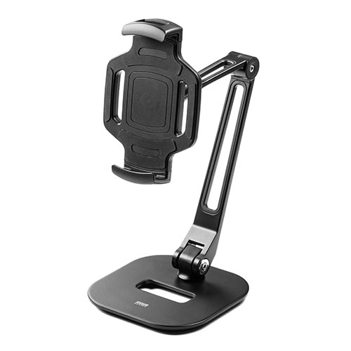 タブレットアームスタンド（6～13インチ対応・2関節・高さ調節・角度調整・回転可能・レジスタンド・ブラック）