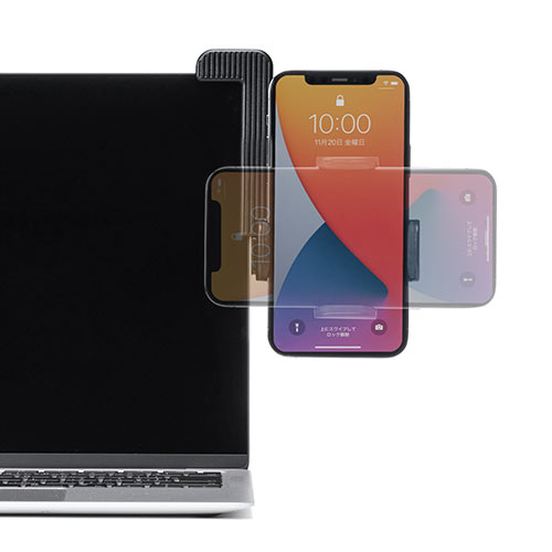 スマートフォン用ノートパソコンディスプレイホルダー(スマホスタンド・スマホホルダー・クランプ・角度調整・WEB会議)