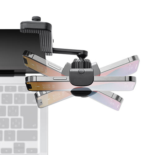 スマートフォン用ノートパソコンディスプレイホルダー(スマホスタンド・スマホホルダー・クランプ・角度調整・WEB会議)