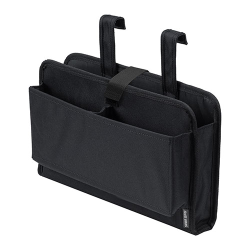 ディスプレイ裏収納背面ポケット（テレビ裏収納・モニター裏収納・A4収納対応・幅33.5cm・小物入れ・Lサイズ・ブラック）