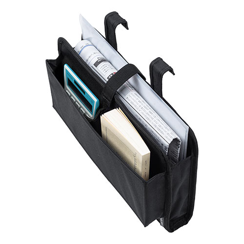 ディスプレイ裏収納背面ポケット（テレビ裏収納・モニター裏収納・A4収納対応・幅33.5cm・小物入れ・Lサイズ・ブラック）