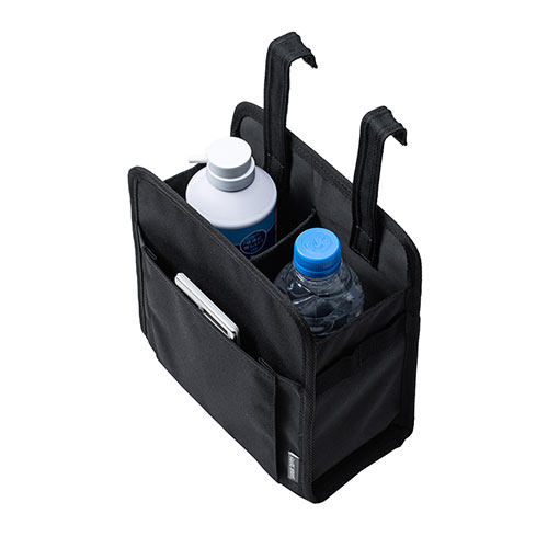 ディスプレイ裏収納背面ポケット（テレビ裏収納・モニター裏収納・幅21.5cm・小物入れ・Mサイズ・ブラック）