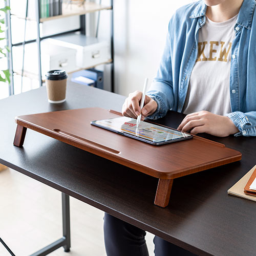 学習台（リビング学習・入学祝い・プレゼント・ライティングボード・ノートパソコンスタンド・木製・姿勢矯正・子供・学習補助・ペントレー付き） STN059 サンワサプライ