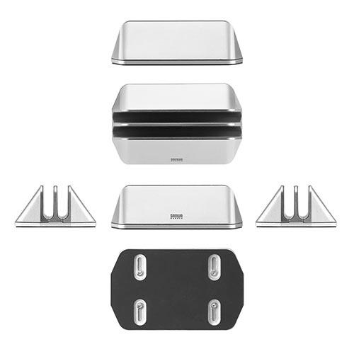 ノートパソコンスタンド（クラムシェルスタンド・2台収納・垂直・縦置き・幅調節可能・シルバー）