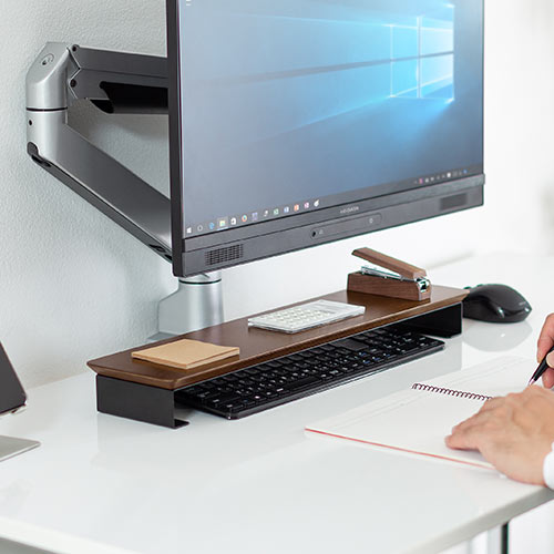 モニター下収納スタンド（幅50cm 奥行12cm 天然木 スチール製 小物置き台 机上ラック 机上台 机上整理 小物置き 飾り棚）