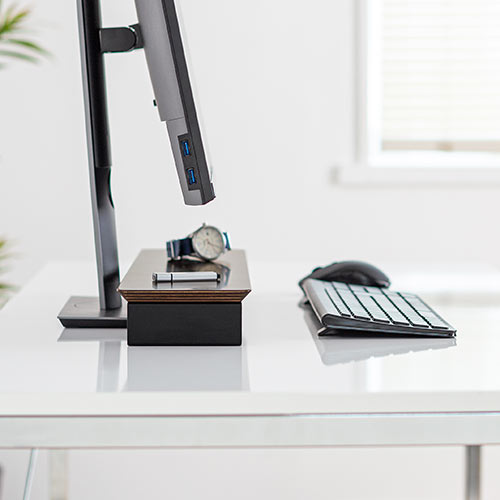 モニター下収納スタンド（幅50cm 奥行12cm 天然木 スチール製 小物置き台 机上ラック 机上台 机上整理 小物置き 飾り棚）