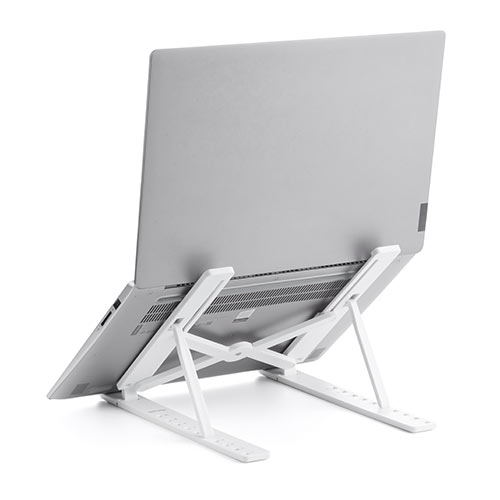 ノートパソコンスタンド 軽い 折りたたみ式 10段階 角度調整 斜め 放熱 姿勢改善 液タブ iPadスタンド ホワイト