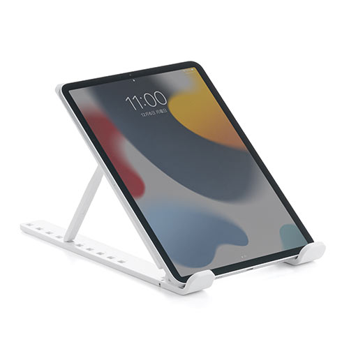 ノートパソコンスタンド 軽い 折りたたみ式 10段階 角度調整 斜め 放熱 姿勢改善 液タブ iPadスタンド ホワイト