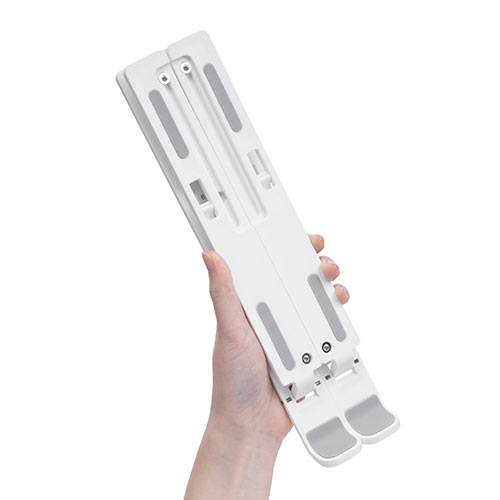 ノートパソコンスタンド 軽い 折りたたみ式 10段階 角度調整 斜め 放熱 姿勢改善 液タブ iPadスタンド ホワイト