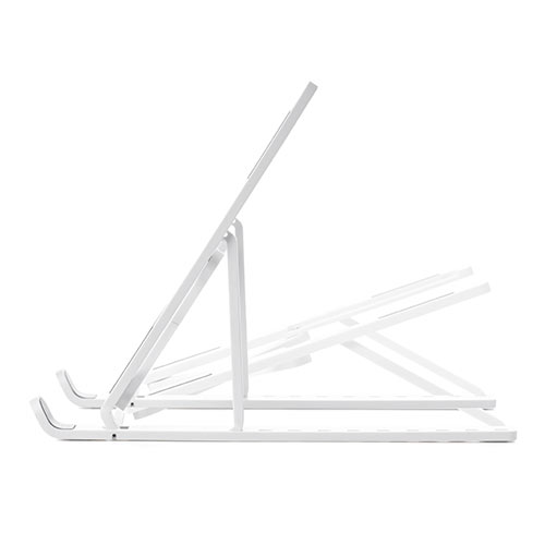 ノートパソコンスタンド 軽い 折りたたみ式 10段階 角度調整 斜め 放熱 姿勢改善 液タブ iPadスタンド ホワイト