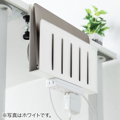 デスクサイド収納（デスク横収納・デスクサイドホルダー・デスクサイドポケット・クランプ式・後付け・拡張・スチール製・ノートパソコン・タブレット・書類・ブラック） STN068BK