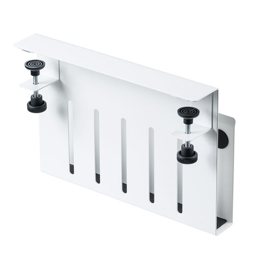 デスクサイド収納（デスク横収納・デスクサイドホルダー・デスクサイドポケット・クランプ式・後付け・拡張・スチール製・ノートパソコン・タブレット・書類・ホワイト）