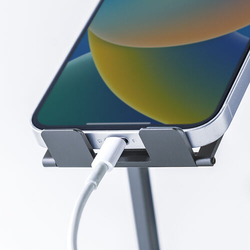 モバイルスタンド（折りたたみ式・超薄型9mm・アルミ製・冷却・無段階角度調整・持ち運び・タブレットスタンド・スマホスタンド）